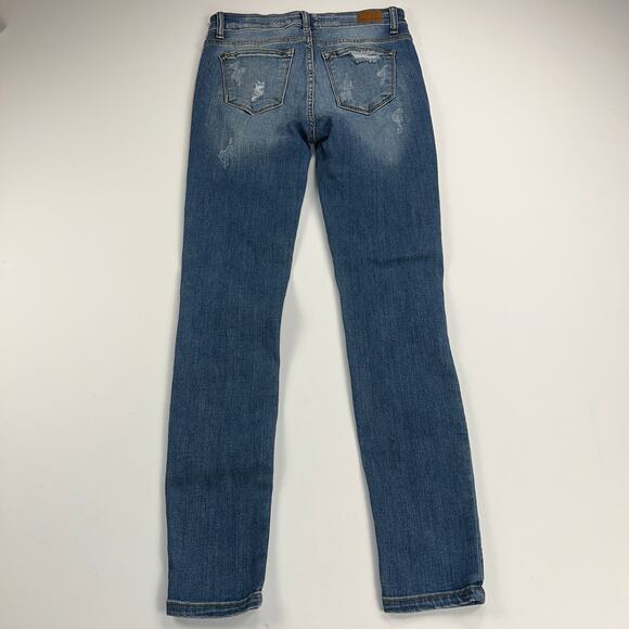 Judy Blue Mid Rise Skinny Fit Distressed Jeans Leopard Insets 8265MD Size 5/27 - Picture 9 of 14